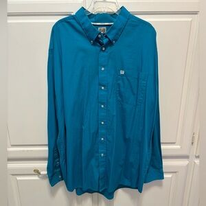 Cinch Western Button Down Long Sleeve Solid Blue Shirt Men’s XXL